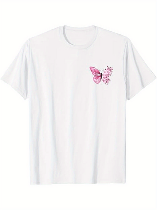Men's Graphic T-Shirt Delicate Pink Wings With Gentle Shadows On A White Butterfly
