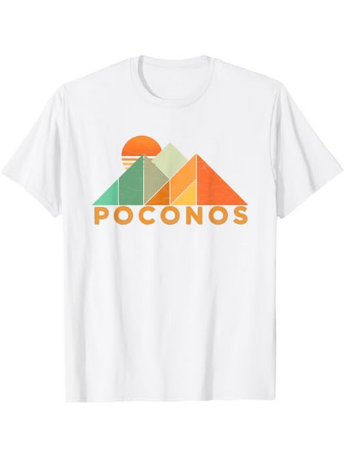Men's Graphic T-Shirt Poconos Geometric Mountains With Setting Sun And Sunset Colors