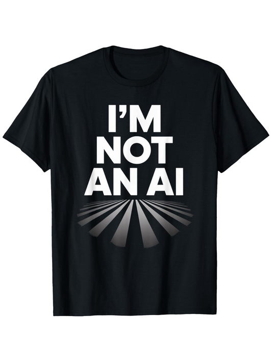 Men's Graphic T-Shirt Im Not An Ai Bold Lettering With Abstract Geometric Rays Design Artificial Intelligence Statement
