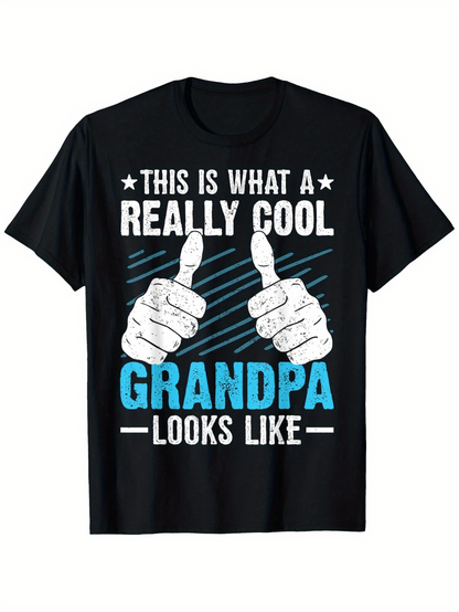 Men's Graphic T-Shirt This Is What A Really Cool Grandpa Looks Like With Drawn Thumbs Up Smiling Gesture Grandpa