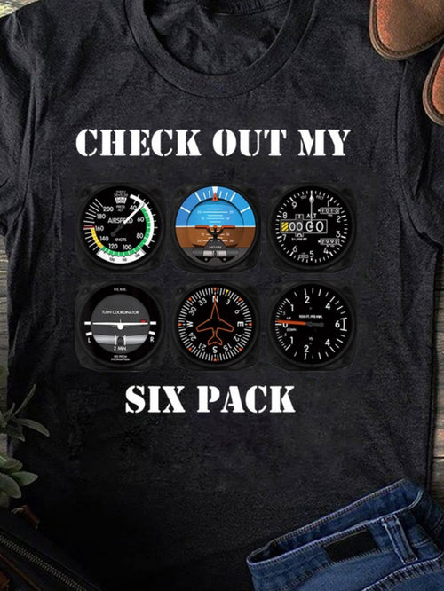Women's Graphic T-Shirt Check Out My Six Aviation Gauges With Cockpit Instrument Dials Under Black Background