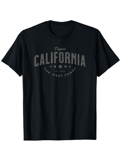 Men's Graphic T-Shirt Original Stars Print With Vintage Text Surrounding California