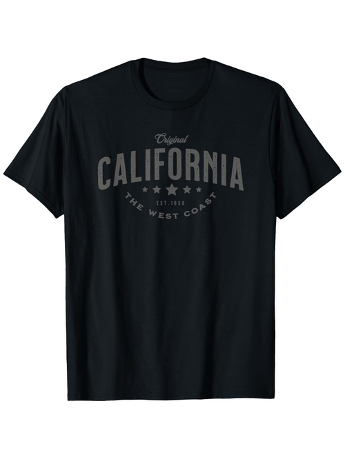 Men's Graphic T-Shirt Original Stars Print With Vintage Text Surrounding California
