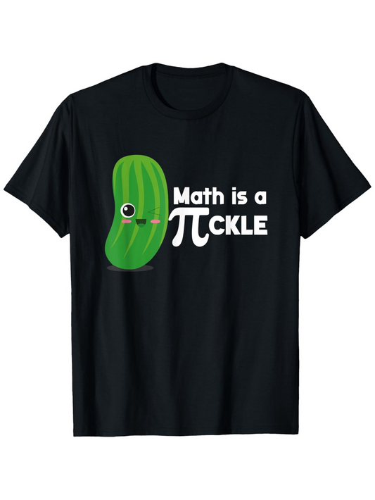 Men's Graphic T-Shirt Math Is A Pi Ckle With Cartoon Green Pickle Under Playful Pi Symbol