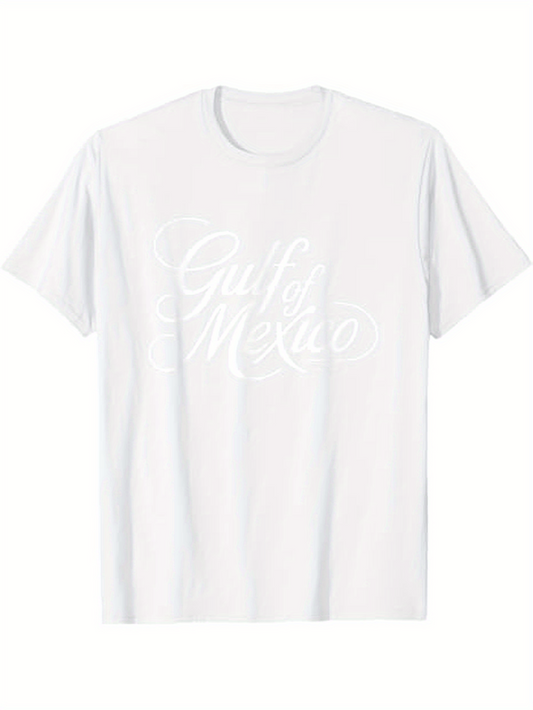 Men's Graphic T-Shirt Gulf Mexico Elegant Handwritten Script With Flowing Artistic Swirls T Shirt