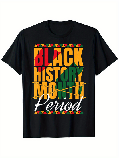 Men's Graphic T-Shirt Black History Month Bold Colorful Letters With Traditional Pattern Design T Shirt