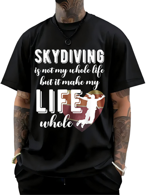 Men's Graphic T-Shirt Skydiving Inspires Big Dreams With Sunset And Silhouette Skydiver Life