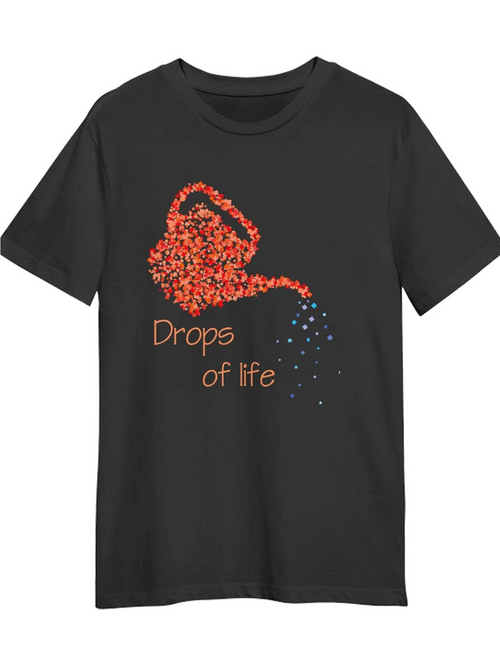 Men's Graphic T-Shirt Drops Of Life Flowing From Watering Can Surrounded By Blossoming Flowers