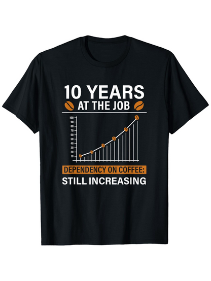 Men's Graphic T-Shirt Ten Years At Work With Rising Coffee Graph T Shirt