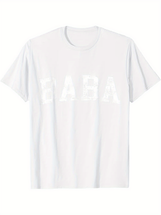 Men's Graphic T-Shirt BABA Minimal White Cotton Short Sleeve T Shirt