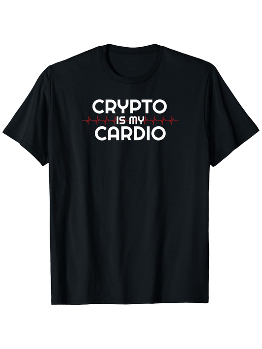 Men's Graphic T-Shirt Crypto Is My Cardio Bold Text Design With Subtle Heartbeat Motif Cardio