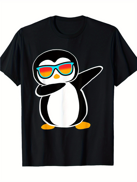 Men's Graphic T-Shirt Cool Sunglasses With Playful Pose On Funky Dancing Penguin