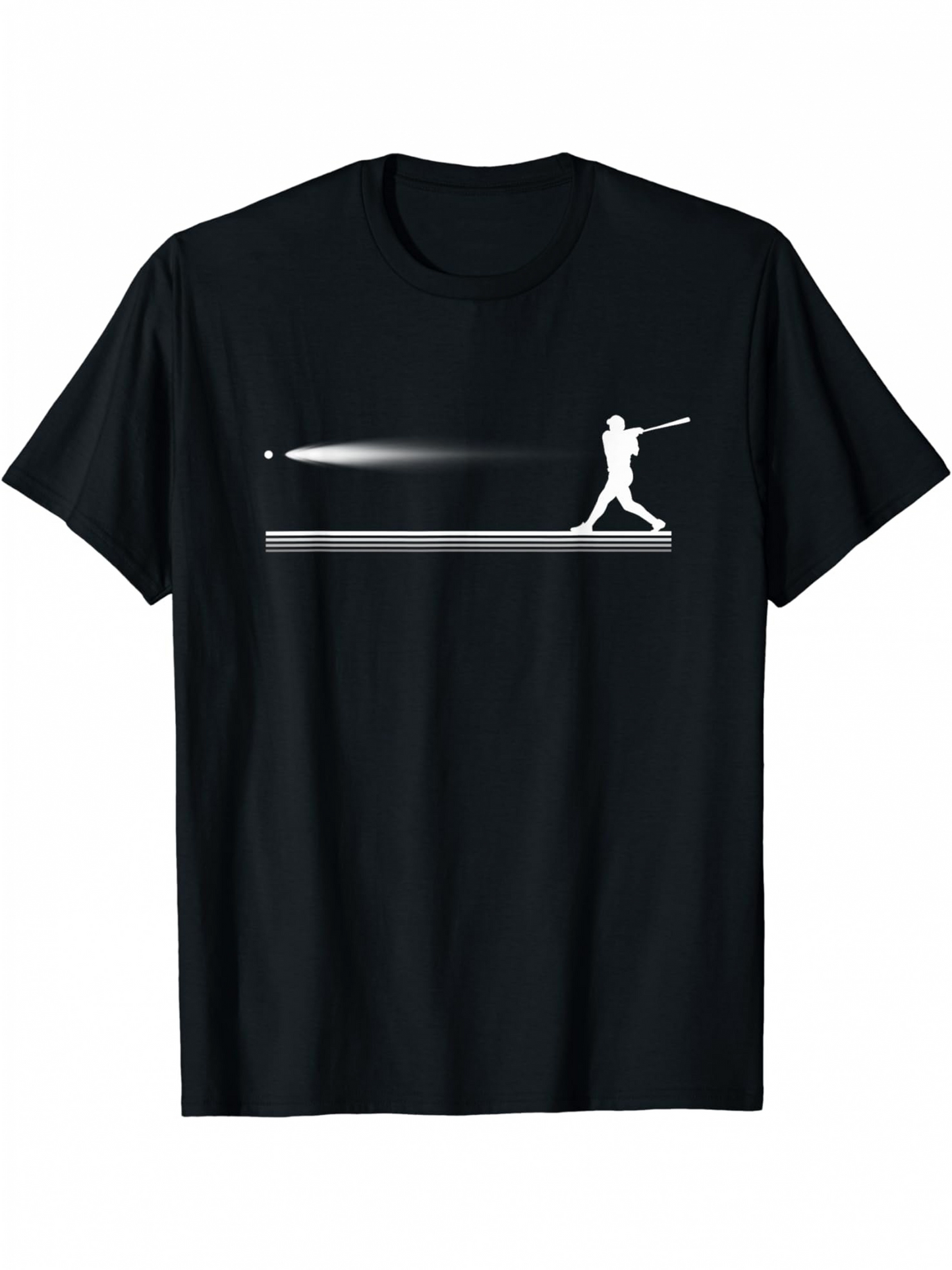 Men's Graphic T-Shirt Silhouette Of Baseball Player Batting With Speed Trail Lines