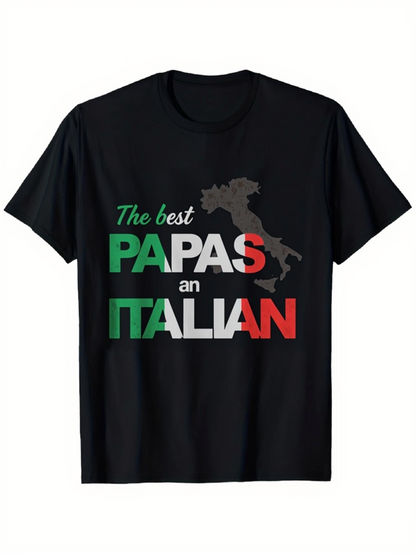 Men's Graphic T-Shirt The Best Papas An Italian Map Graphic Under Bold Text