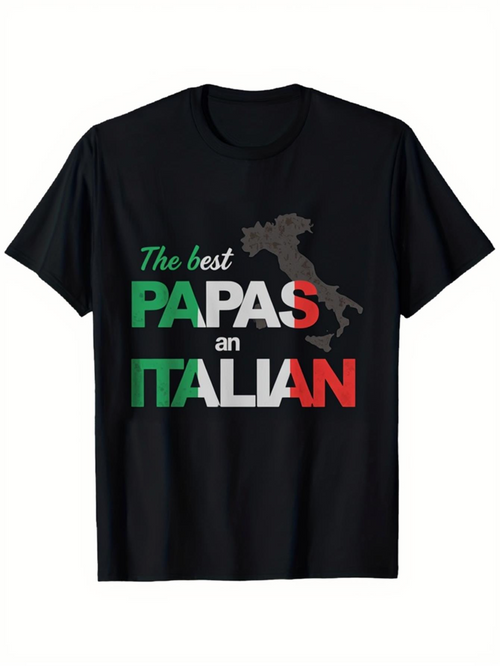 Men's Graphic T-Shirt The Best Papas An Italian Map Graphic Under Bold Text