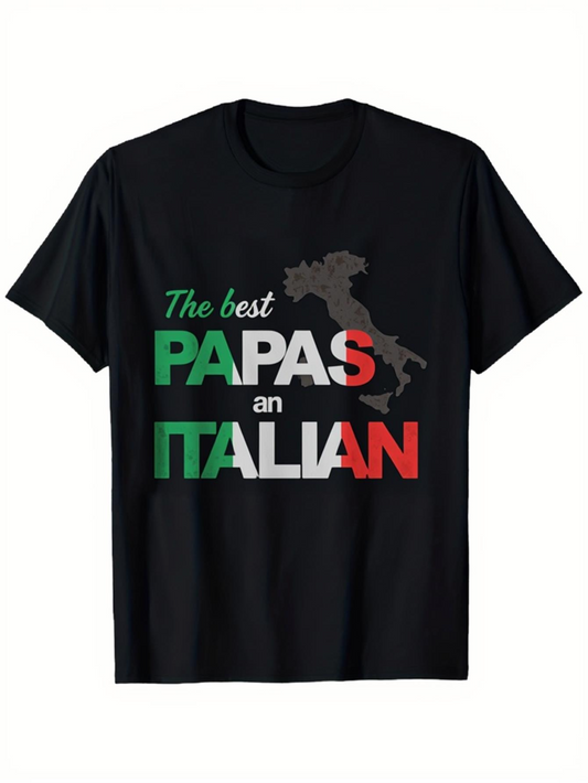 Men's Graphic T-Shirt The Best Papas An Italian Map Graphic Under Bold Text