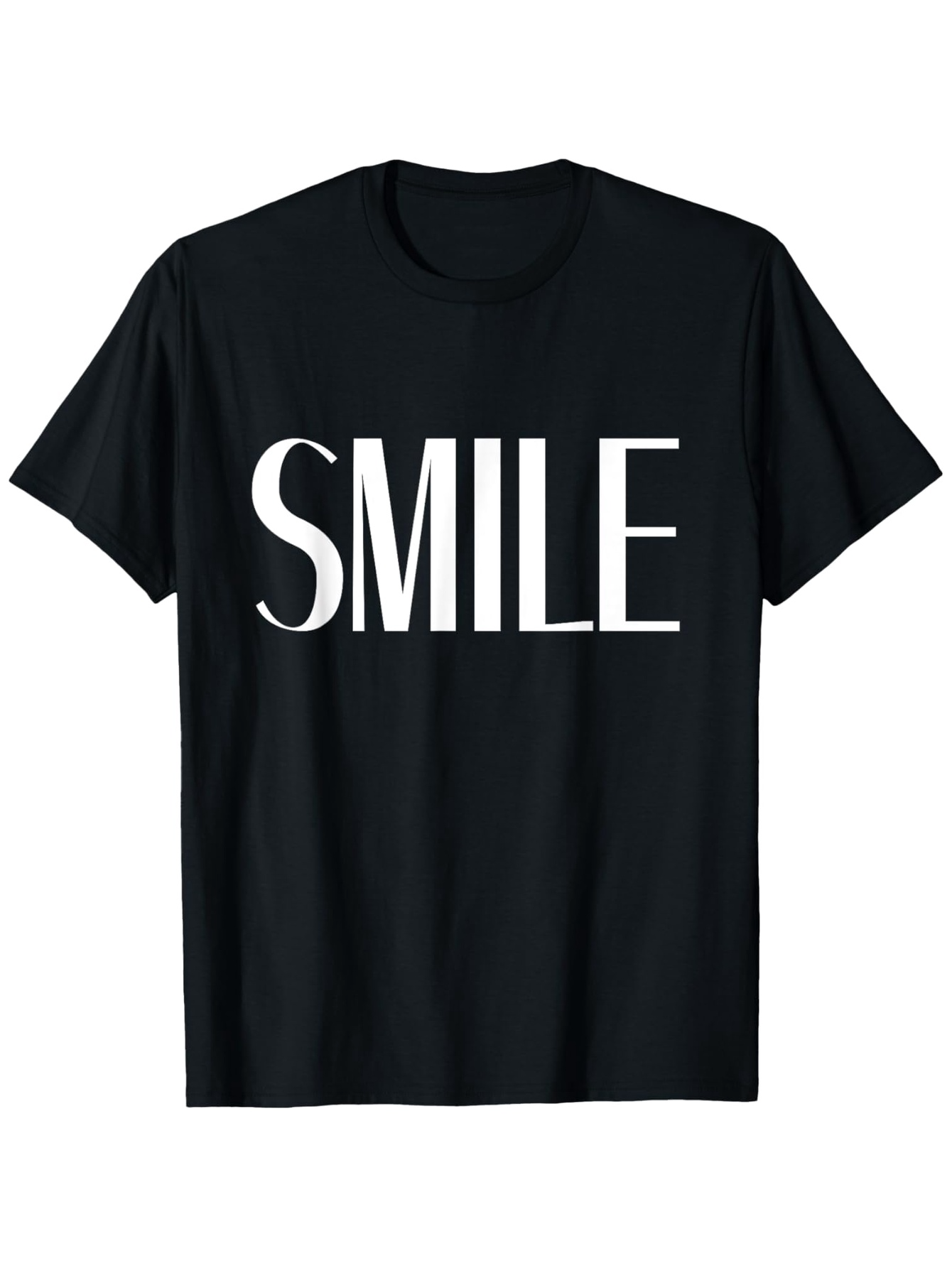 Men's Graphic T-Shirt Smile Large Bold Lettering On Black Cotton Tee Shirt