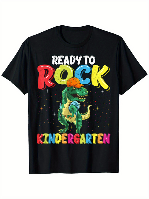 Men's Graphic T-Shirt Ready To Rock Colorful Dinosaur With Splash Effects Kindergarten