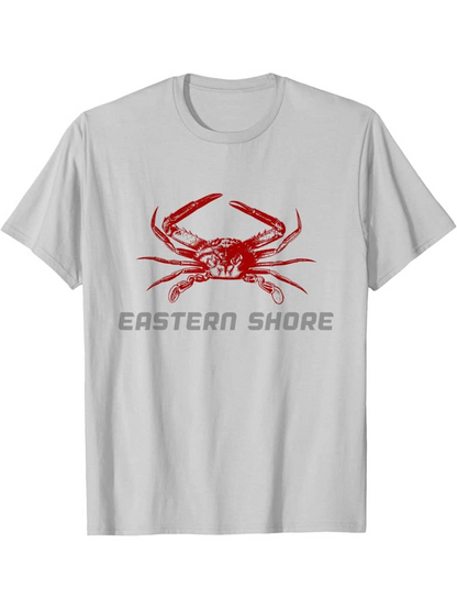 Men's Graphic T-Shirt Eastern Shore Vibrant Red Detailed Crab Illustration