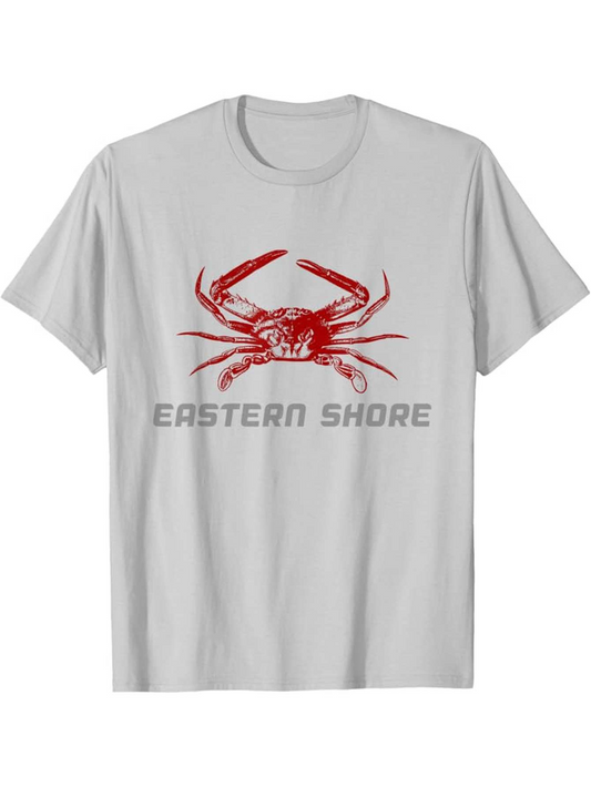 Men's Graphic T-Shirt Eastern Shore Vibrant Red Detailed Crab Illustration