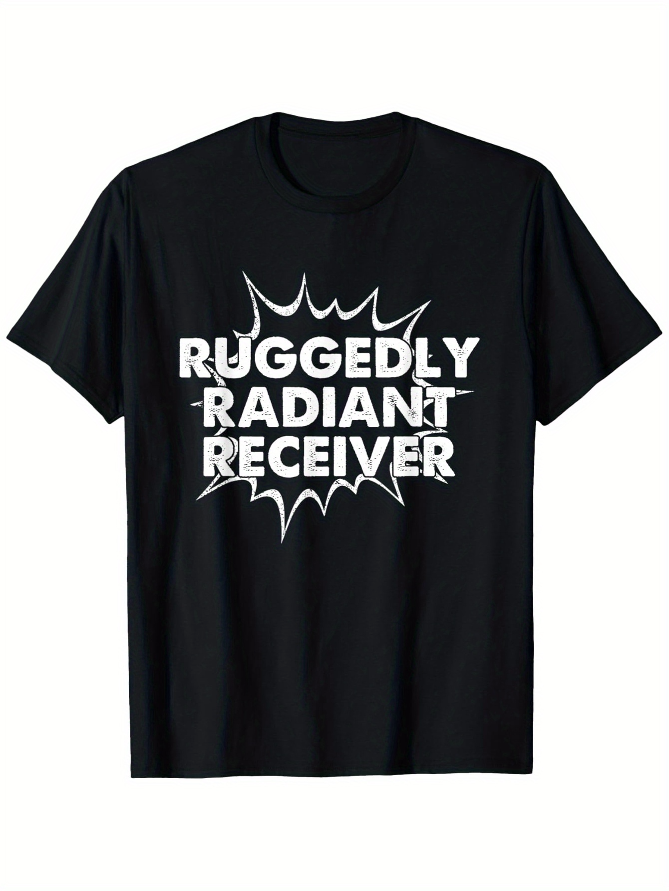 Men's Graphic T-Shirt Ruggedly Radiant Receiver Comic Burst Graphic Around Bold Letters