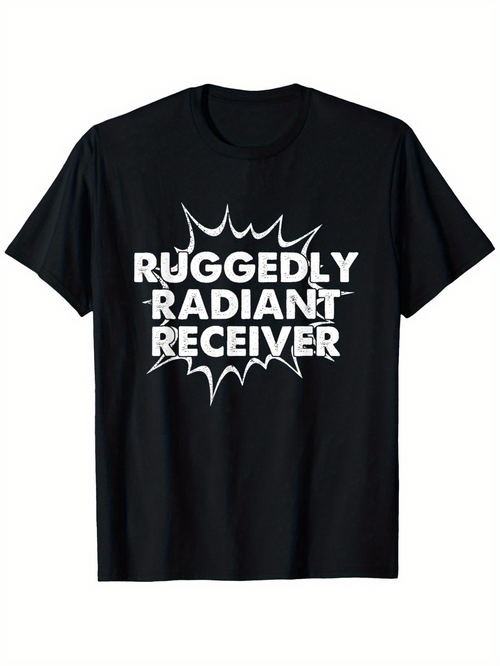 Men's Graphic T-Shirt Ruggedly Radiant Receiver Comic Burst Graphic Around Bold Letters