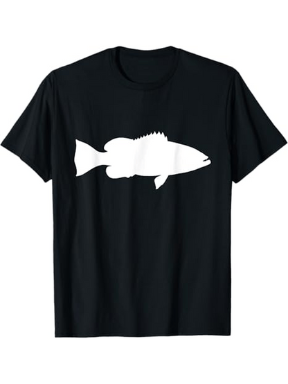 Men's Graphic T-Shirt Minimalist White Silhouette Under Black Background Fish
