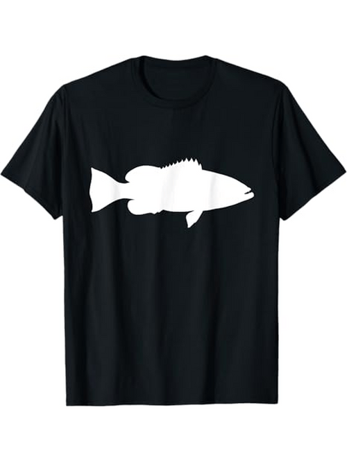 Men's Graphic T-Shirt Minimalist White Silhouette Under Black Background Fish