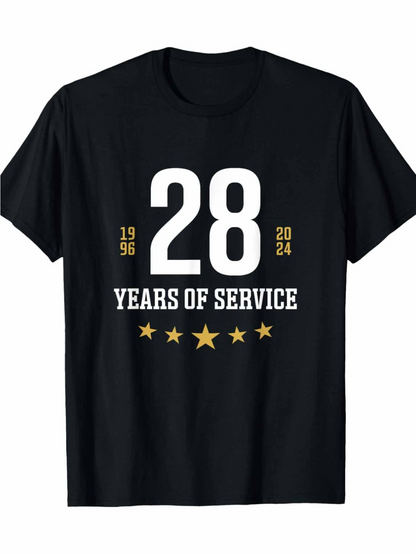 Men's Graphic T-Shirt Twenty Eight Years Of Service With Golden Stars Underlined Number