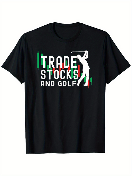 Men's Graphic T-Shirt Trade Stocks And Golf Swinging Golfer Among Rising Market Trend Lines