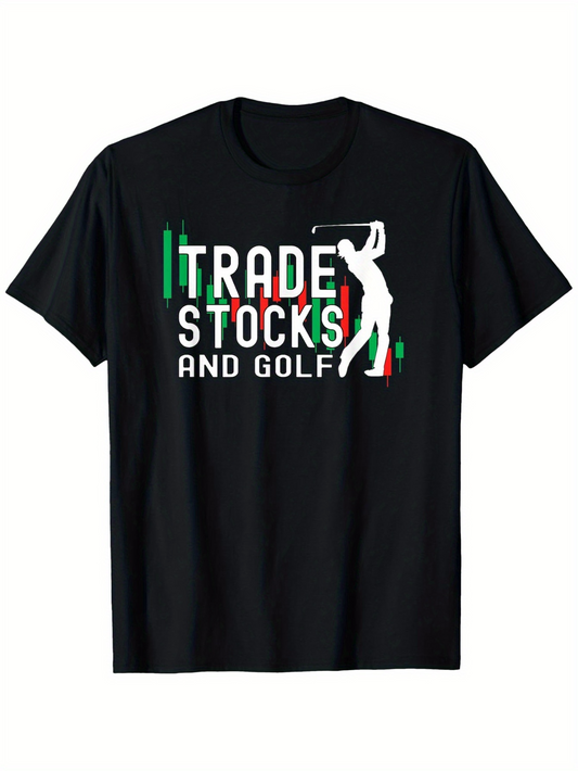Men's Graphic T-Shirt Trade Stocks And Golf Swinging Golfer Among Rising Market Trend Lines
