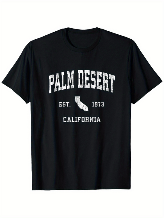 Men's Graphic T-Shirt Palm Desert Est 1973 Letters Over California Map T Shirt