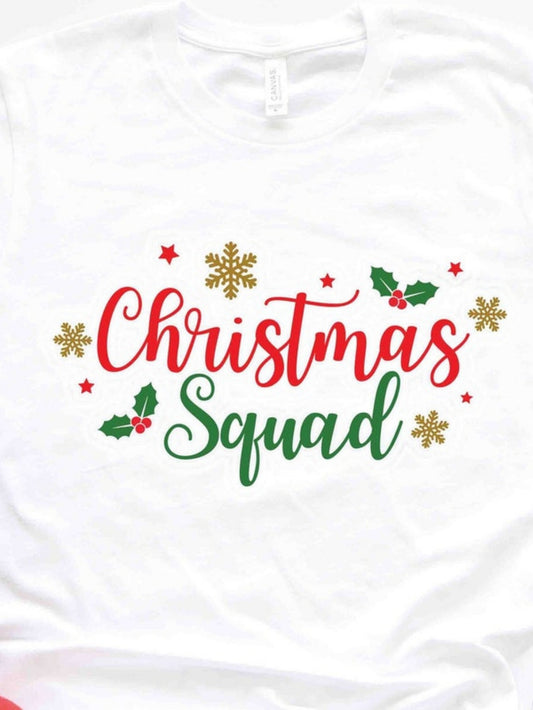 Men's Graphic T-Shirt Christmas Squad Gold Snowflakes Red Holly Leaves Christmas Squad