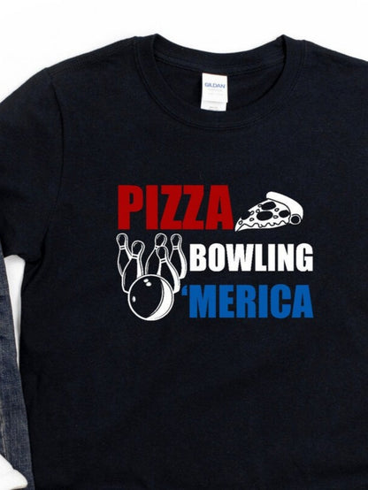 Men's Graphic T-Shirt Pizza Bowling And Americana Inspired Fun Bowling Ball