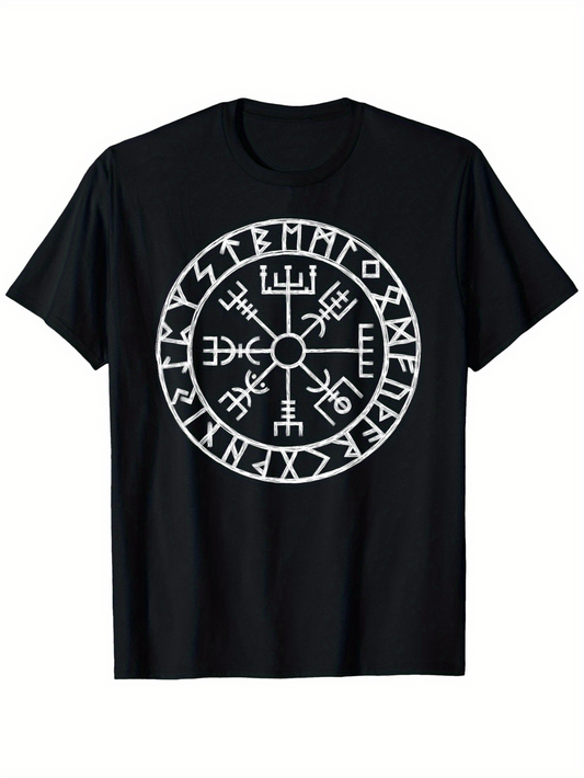 Men's Graphic T-Shirt Mystical Nordic Runes In A Circular Ancient Design Symbol