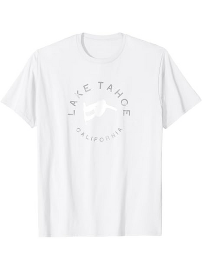 Men's Graphic T-Shirt Lake Tahoe California With Scenic Mountain And Calm Waters Graphic
