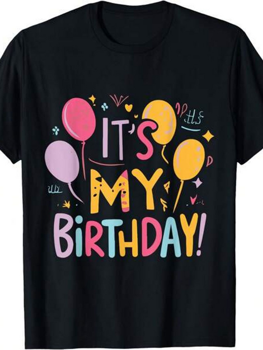 Men's Graphic T-Shirt Its My Birthday Fun Balloons Confetti Pops Of Color Celebration Birthday