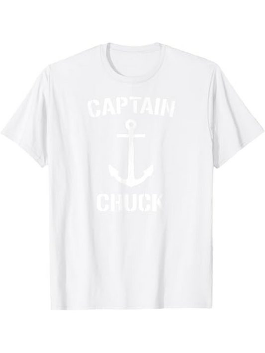 Men's Graphic T-Shirt Captain Chuck Classic Nautical Anchor Design T Shirt