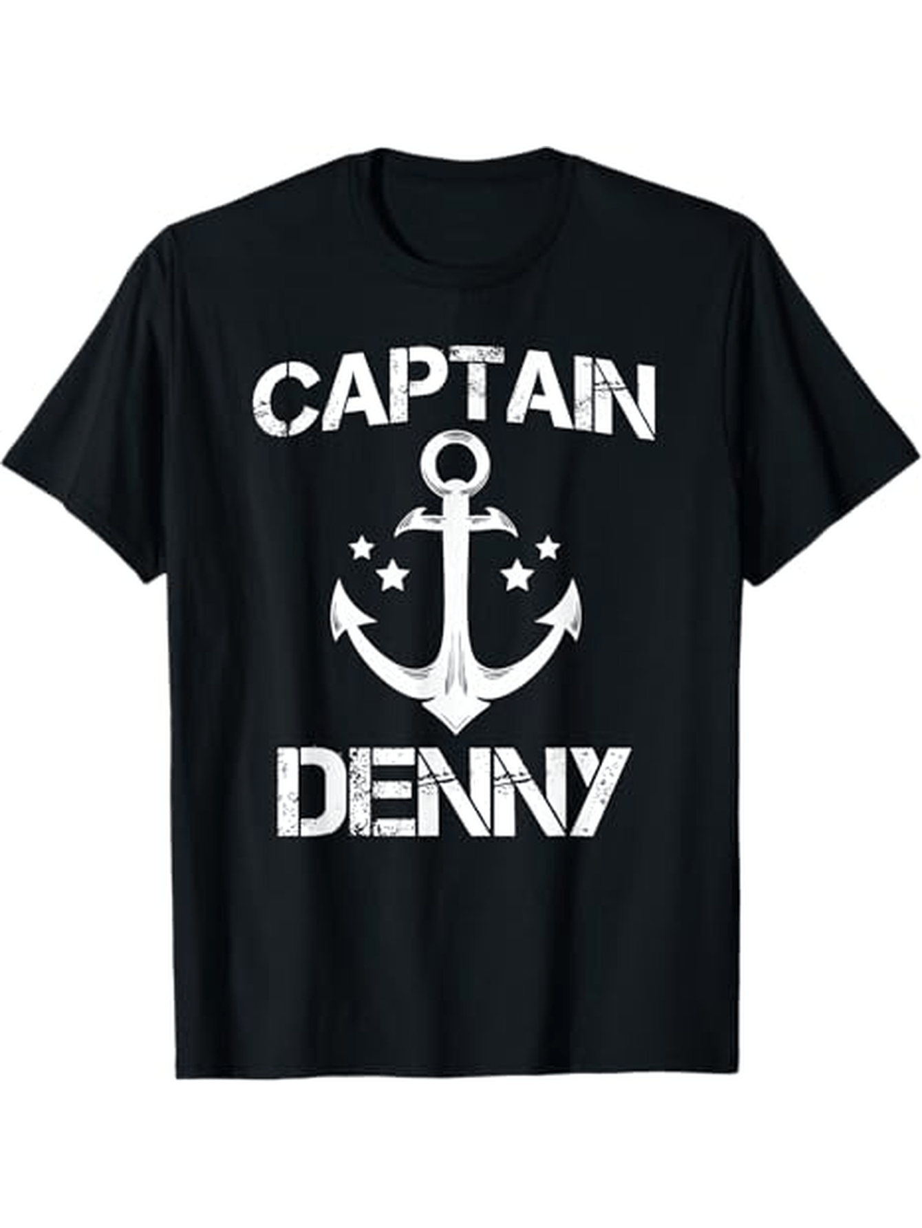 Men's Graphic T-Shirt Captain Denny Nautical Anchor Surrounded By Stars Retro T Shirt