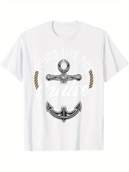Men's Graphic T-Shirt Cruise Life Nautical Rope And Shining Silver Anchor