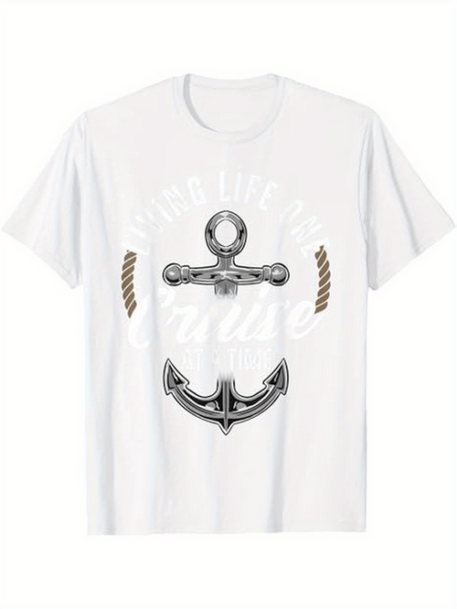 Men's Graphic T-Shirt Cruise Life Nautical Rope And Shining Silver Anchor