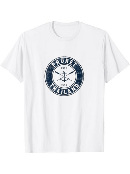 Men's Graphic T-Shirt Phuket Thailand Distressed Stamp With Nautical Elements Featuring Oars