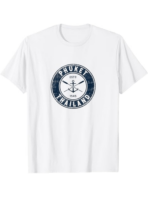 Men's Graphic T-Shirt Phuket Thailand Distressed Stamp With Nautical Elements Featuring Oars
