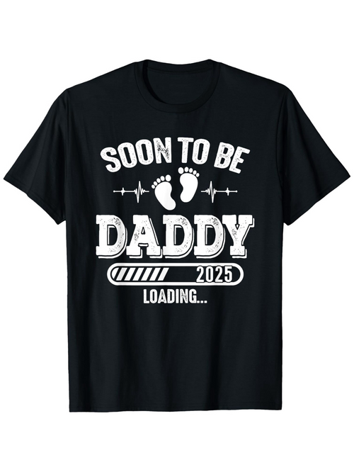 Men's Graphic T-Shirt Soon To Be Daddy 2025 Loading With Baby Footprints And Progress Bar