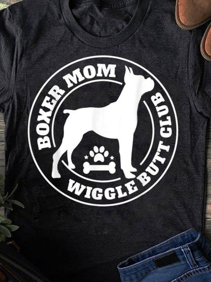 Men's Graphic T-Shirt Boxer Mom Wiggle Butt Club Paw Print With Standing Dog