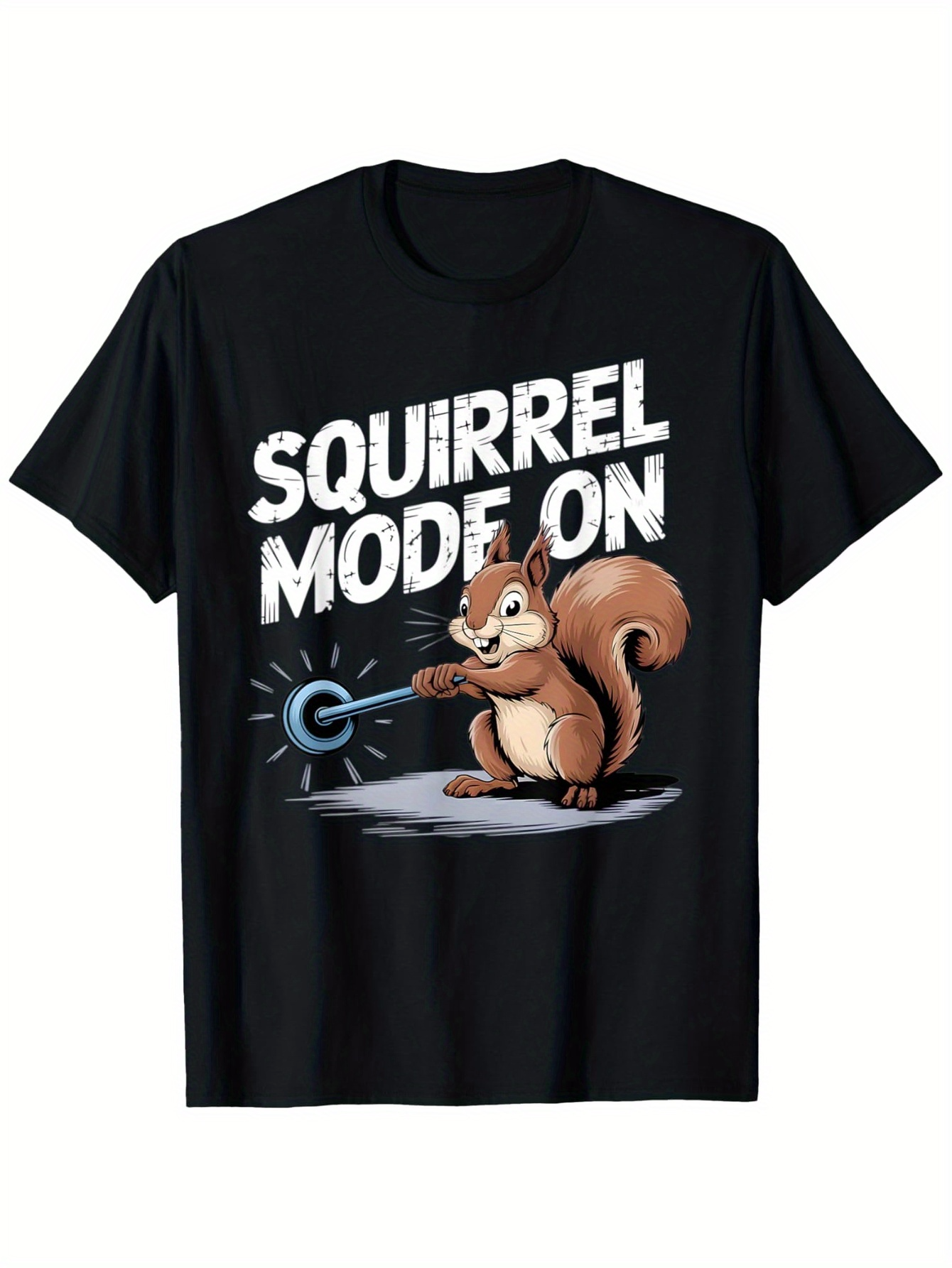 Men's Graphic T-Shirt Squirrel Mode On With Cartoon Style Power Button And Playful Squirrel