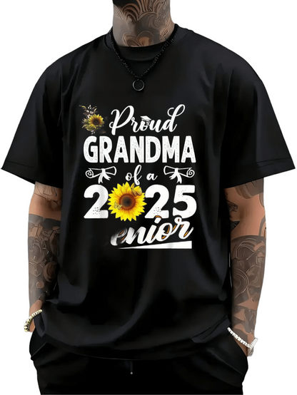 Men's Graphic T-Shirt Proud Grandma Of A 2025 Senior With Yellow Sunflower