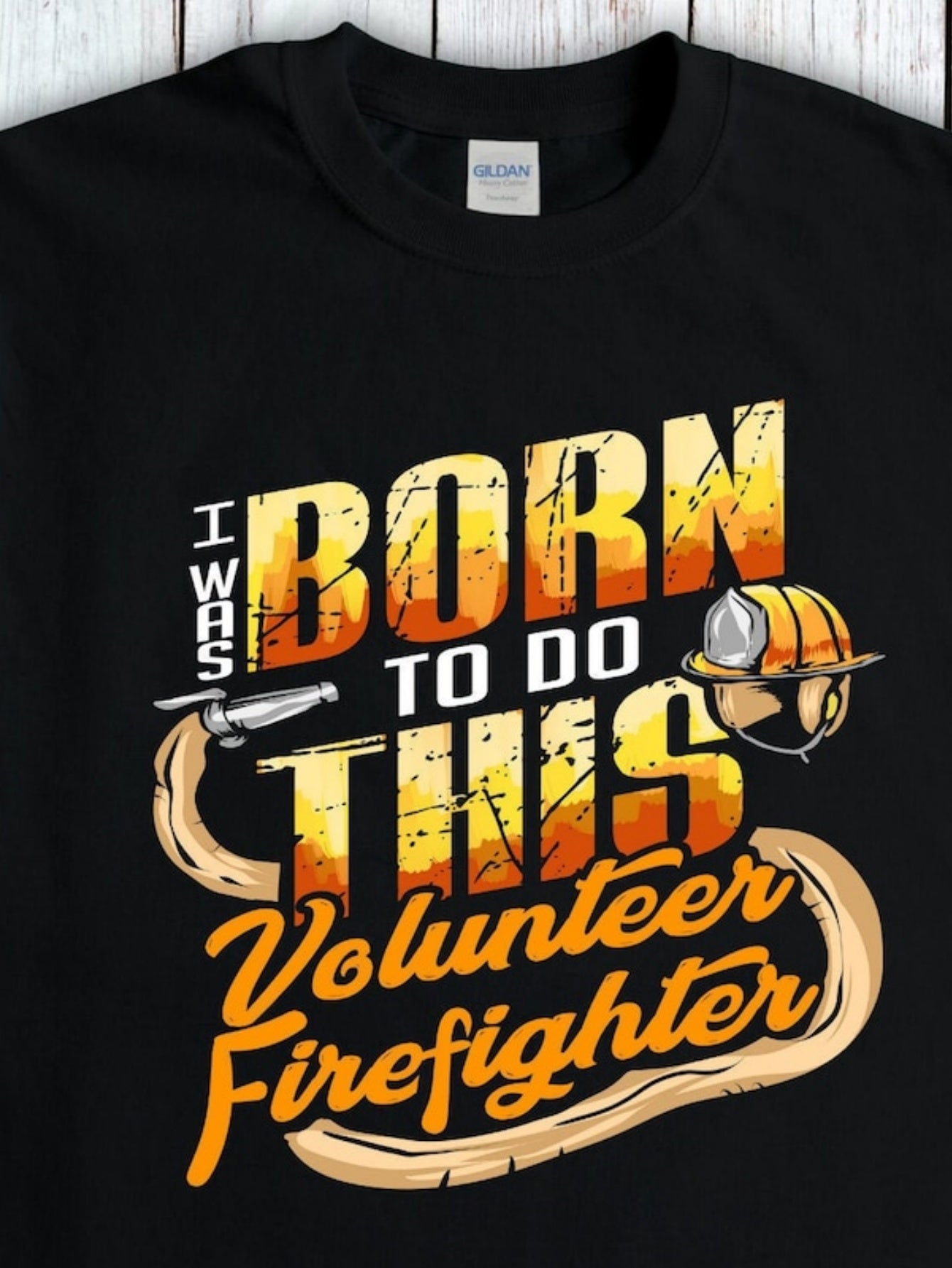 Men's Graphic T-Shirt I Was Born To Do This Among Firefighter Gear And Helmet
