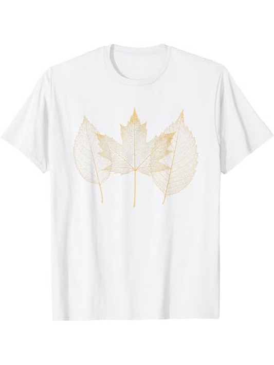 Men's Graphic T-Shirt Delicate Gold Veins Amidst Autumn Skeletonized Maple Leaf