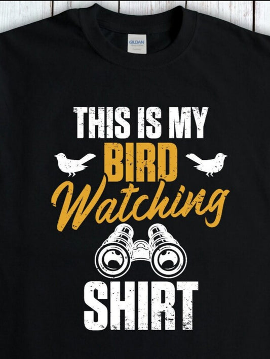 Men's Graphic T-Shirt This Is My Bird Watching Shirt Binoculars Among Fun Birds